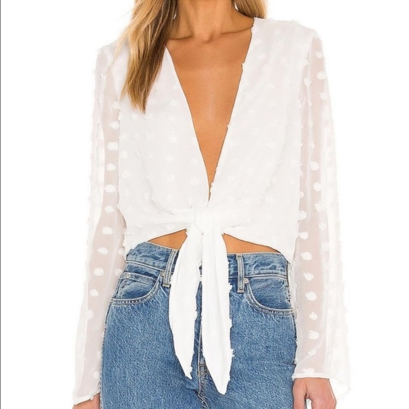 BCBGeneration White Tie-Front Blouse - Picture 1 of 3